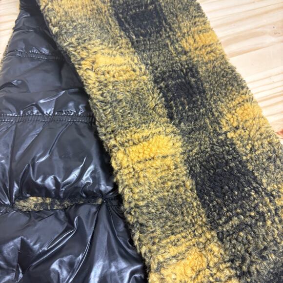 Adrienne Landau Womens One Size Faux Fur Scarf Neck Wrap Yellow Black Plaid - Picture 4 of 9